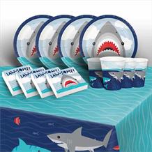 Shark Attack Party 8 to 48 Guest Starter Party Pack - Tablecover | Cups | Plates | Napkins