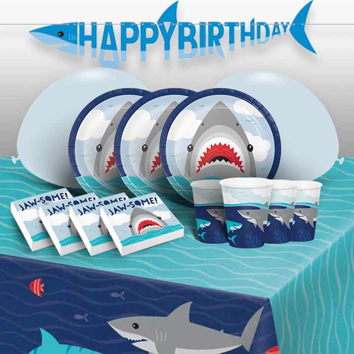 Shark Attack Party 8 to 48 Guest Premium Party Pack - Tableware | Balloons | Decoration