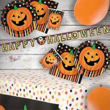 Smiling Pumpkin Halloween Party 8 to 48 Guest Premium Party Pack - Tableware | Balloons | Decoration