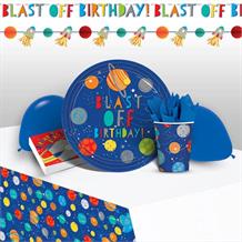 Space Rocket Blast Off 8 to 48 Guest Premium Party Pack - Tableware, Balloons & Decorations