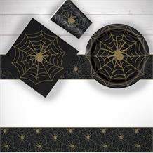 Halloween Spider Web Party 8 to 48 Guest Starter Party Pack - Tablecover | Cups | Plates | Napkins