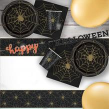 Halloween Spider Web Party 8 to 48 Guest Premium Party Pack - Tableware | Balloons | Decoration