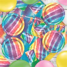 Tie Dye 8 to 48 Guest Premium Party Pack - Tableware | Balloons | Decoration
