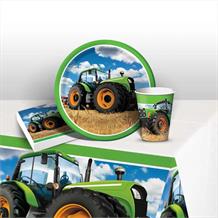 Tractor Time 8 to 48 Guest Starter Party Pack - Tablecover | Cups | Plates | Napkins