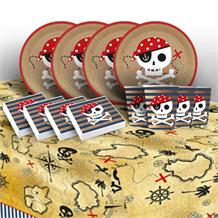 Pirate | Treasure Map Party 8 to 48 Guest Starter Party Pack - Tablecover | Cups | Plates | Napkins