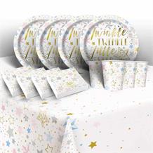 Twinkle Twinkle Little Star Baby Shower 8 to 48 Guest Starter Party Pack - Tablecover | Cups | Plates | Napkins