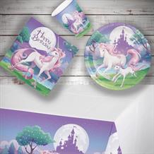 Unicorn Fantasy 8 to 48 Guest Starter Party Pack - Tablecover | Cups | Plates | Napkins
