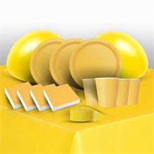 Yellow Solid Colour 8 to 48 Guest Premium Party Pack - Tableware | Balloons | Decoration