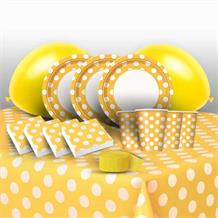 Yellow Polka Dot 8 to 48 Guest Premium Party Pack - Tableware | Balloons | Decoration
