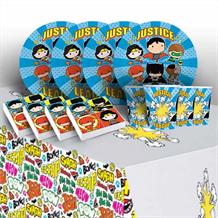 Justice League Cartoon 8 to 48 Guest Starter Party Pack - Tablecover | Cups | Plates | Napkins