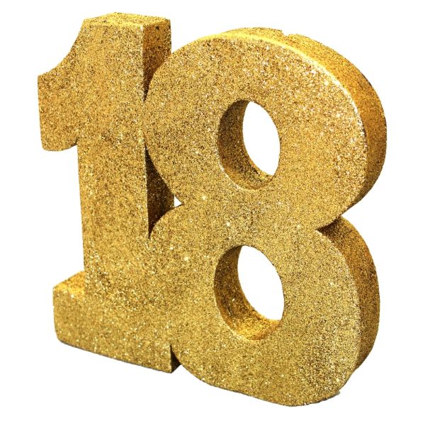 Gold Glitter Number | Age 18 Table Centrepiece | Decoration