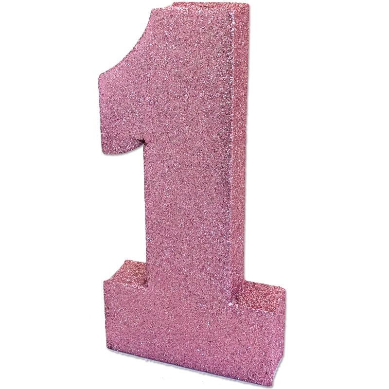 Light Pink Glitter Number | Age 1 Table Centrepiece | Decoration
