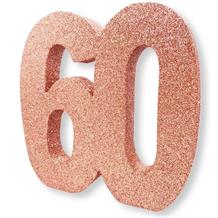 Rose Gold Glitter Number | Age 60 Table Centrepiece | Decoration