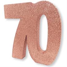 Rose Gold Glitter Number | Age 70 Table Centrepiece | Decoration
