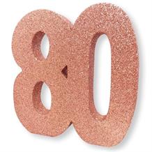 Rose Gold Glitter Number | Age 80 Table Centrepiece | Decoration