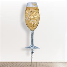 Inflated with Helium Forever Love Champagne Glass Supershape 38" Foil Balloon-Collect from Store Only