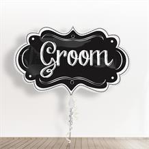 Inflated with Helium Groom Chalkboard Supershape 34" Foil Balloon-Collect from Store Only