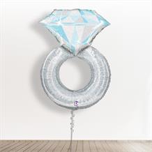 Inflated with Helium Platinum Wedding Ring Shaped Giant 38" Foil Balloon-Collect from Store Only