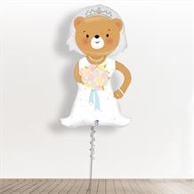 Inflated with Helium Bride Bear Linky Giant 43" Foil Balloon-Collect from Store Only