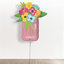 Inflated with Helium Mason Jar Flower Bouquet Giant 36" Foil Balloon-Collect from Store Only