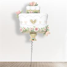 Inflated with Helium Glitter Gold Wedding Cake Shaped Giant 38" Foil Balloon-Collect from Store Only