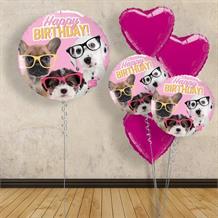 Inflated with Helium Puppies Happy Birthday | Sunglasses 18" Foil Balloon-Collect from Store Only