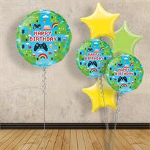 Inflated with Helium Game Blox | Block Happy Birthday 18" Foil Balloon-Collect from Store Only