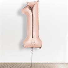 Inflated with Helium Rose Gold Giant Number 1 Balloon-Collect from Store Only