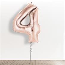 Inflated with Helium Rose Gold Giant Number 4 Balloon-Collect from Store Only