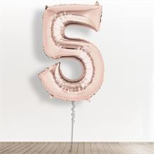 Inflated with Helium Rose Gold Giant Number 5 Balloon-Collect from Store Only