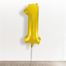 Inflated with Helium Gold Giant Number 1 Balloon-Collect from Store Only