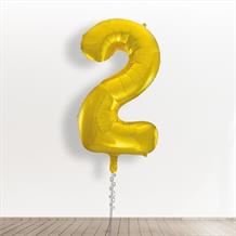 Inflated with Helium Gold Giant Number 2 Balloon-Collect from Store Only