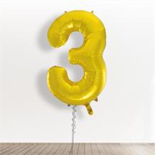 Inflated with Helium Gold Giant Number 3 Balloon-Collect from Store Only