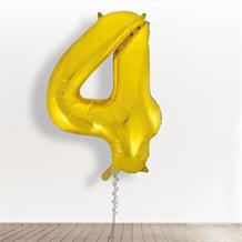 Inflated with Helium Gold Giant Number 4 Balloon-Collect from Store Only