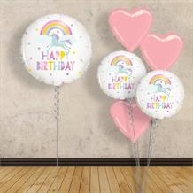 Inflated with Helium Rainbow and Unicorn Happy Birthday 18" Foil Balloon-Collect from Store Only