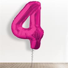 Inflated with Helium Pink Giant Number 4 Balloon-Collect from Store Only