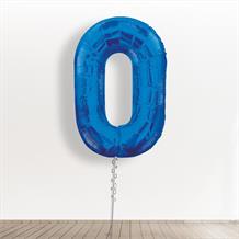 Inflated with Helium Blue Giant Number 0 Balloon-Collect from Store Only