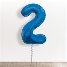 Inflated with Helium Blue Giant Number 2 Balloon-Collect from Store Only