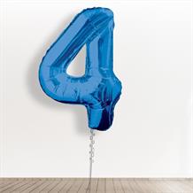 Inflated with Helium Blue Giant Number 4 Balloon-Collect from Store Only