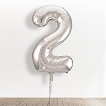 Inflated with Helium Silver Giant Number 2 Balloon-Collect from Store Only