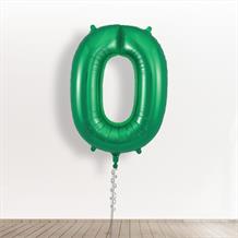 Inflated with Helium Dark Green Giant Number 0 Balloon-Collect from Store Only