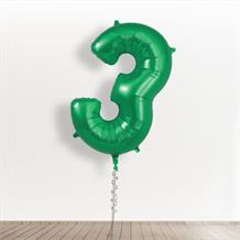 Inflated with Helium Dark Green Giant Number 3 Balloon-Collect from Store Only