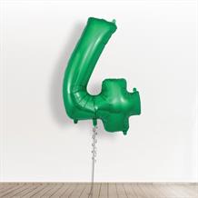 Inflated with Helium Dark Green Giant Number 4 Balloon-Collect from Store Only