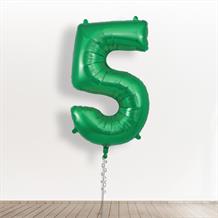 Inflated with Helium Dark Green Giant Number 5 Balloon-Collect from Store Only