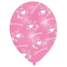 Pink Happy Christening Party Latex Balloons