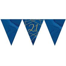 Navy Blue & Gold Geode 21st Birthday Party Paper Flag Bunting | Banner