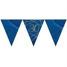 Navy Blue & Gold Geode 30th Birthday Party Paper Flag Bunting | Banner