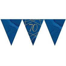 Navy Blue & Gold Geode 70th Birthday Party Paper Flag Bunting | Banner