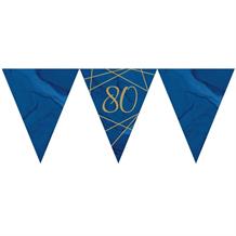 Navy Blue & Gold Geode 80th Birthday Party Paper Flag Bunting | Banner