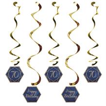 Navy Blue & Gold Geode 70th Birthday Party Hanging Decorations